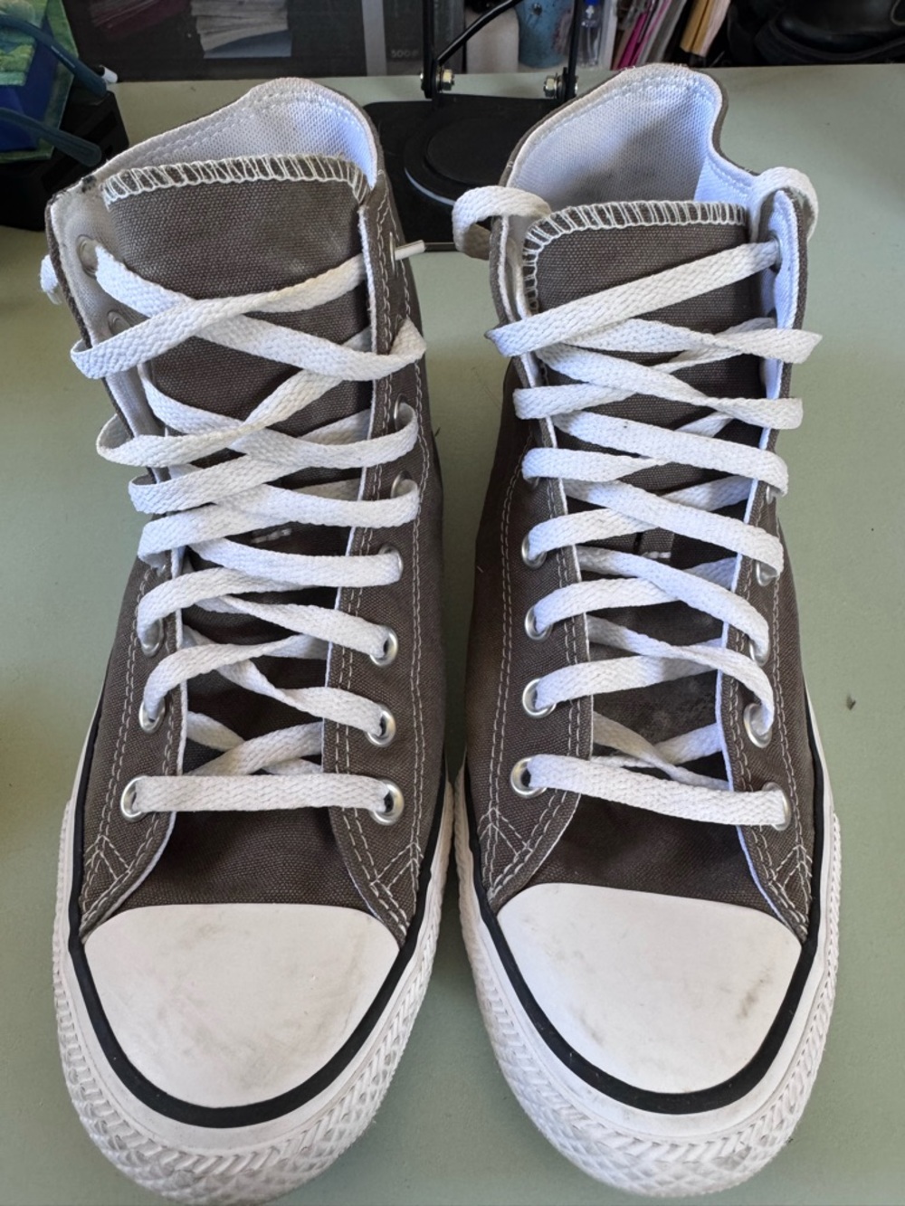 Converse High-Top Sneakers in Charcoal and White - Unisex M 8.5, W 10.5